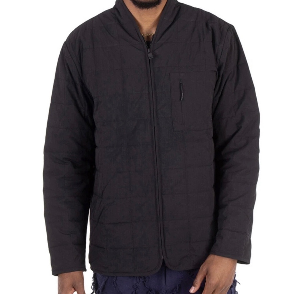 Rains Mens Black Giron Jacket Black Quilted Lightweight Zip Jacket